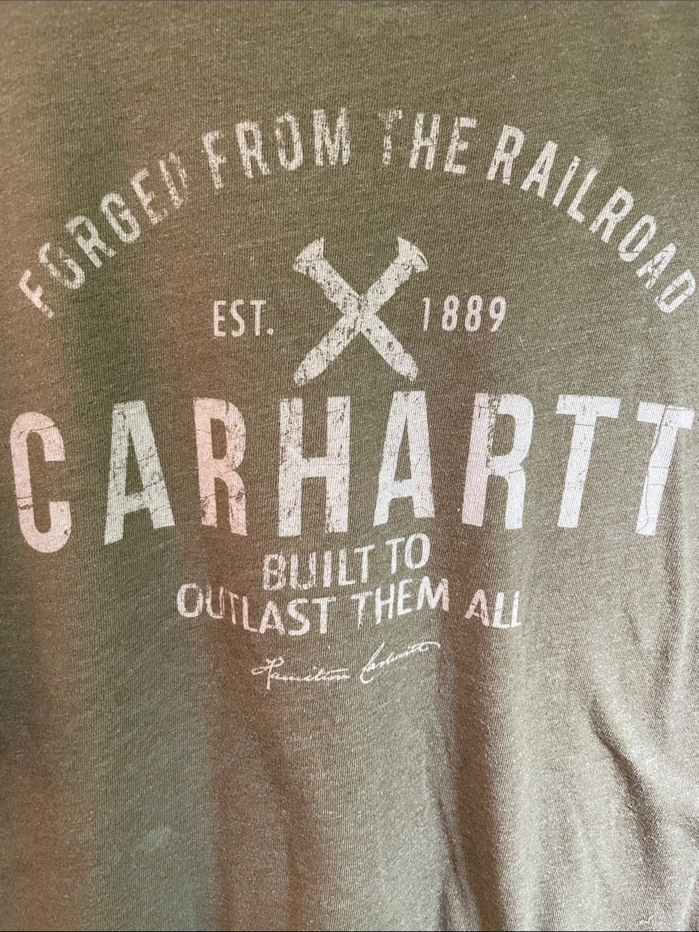 Carhartt Men's Olive Green Relaxed Fit Short-Sleeve Pocket Tee Size M Thrashed - Picture 12 of 15